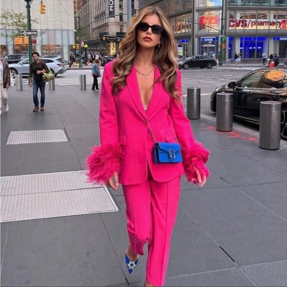 NWT Zara Straight Cut Feather Blazer - Picture 5 of 17